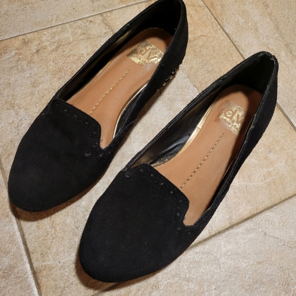 Black suede flats